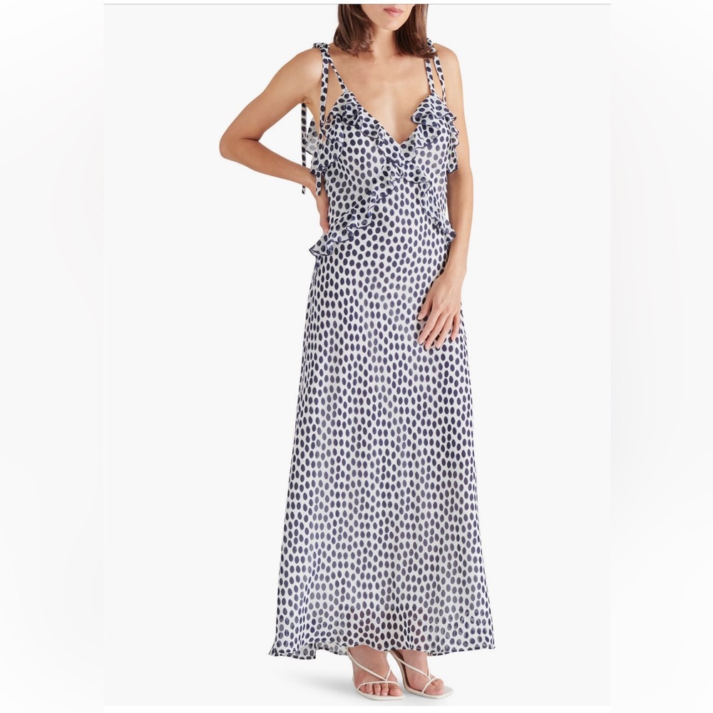 Steve Madden Polka Dot Maxi Dress - Navy and White